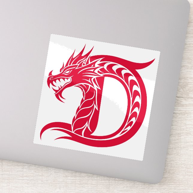 Sticker Lettre D de style dragon, alphabet du dragon, mono (Détail)