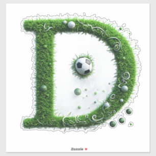 Sticker Lettre D en topiaire d'herbe verte avec ballon de