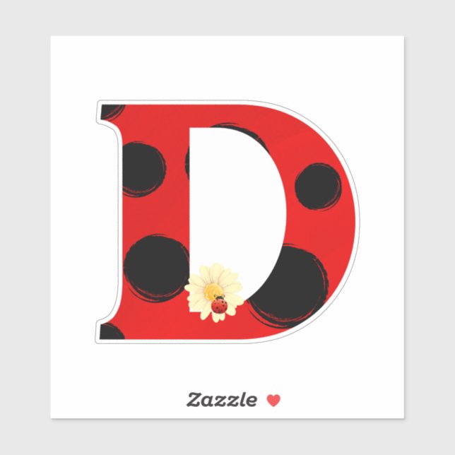 Sticker Lettre D Ladybug Imprimer avec Ladybug et Flower (Feuille)