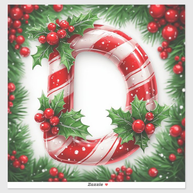 Sticker Lettre de bonbon de Noël festif (Feuille)