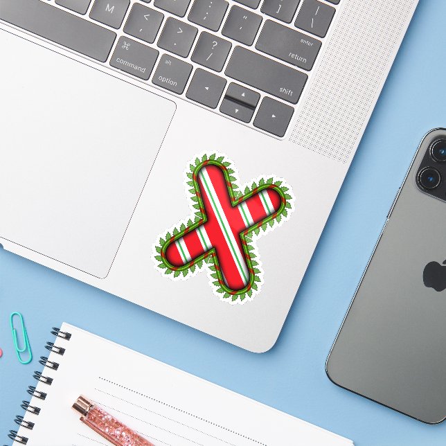 Sticker Lettre de Noël X (Ordinateur portable avec iPhone)