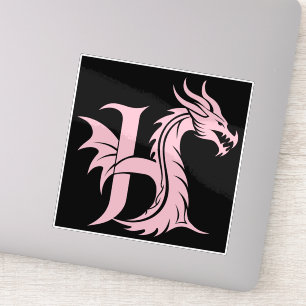 Sticker Lettre de style dragon H, alphabet du dragon, mono