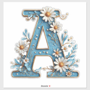 Sticker Lettre Décorative A Avec Émail Bleu