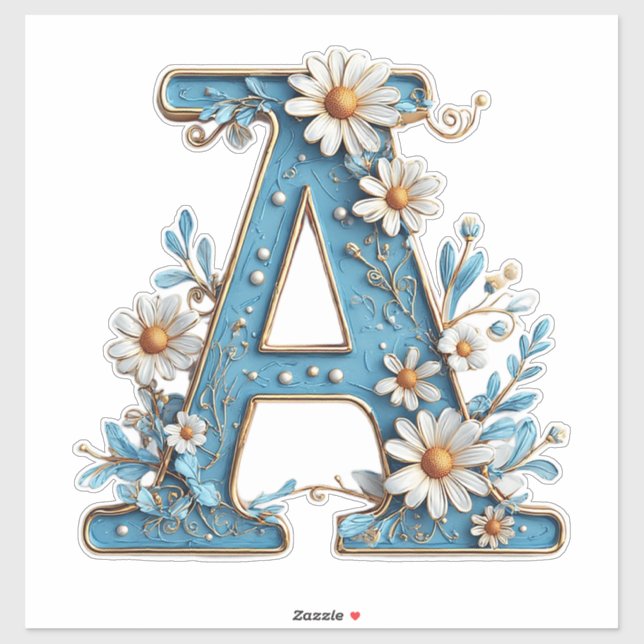 Sticker Lettre Décorative A Avec Émail Bleu (Feuille)