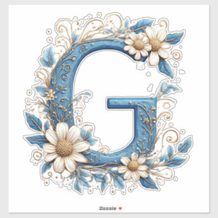 Sticker Lettre Décorative G Avec Émail Bleu