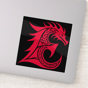 Sticker Lettre E de style dragon, alphabet du dragon, mono