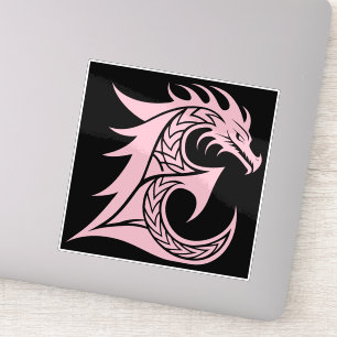 Sticker Lettre E de style dragon, alphabet du dragon, mono