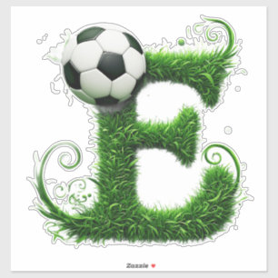 Sticker Lettre E en topiaire d'herbe verte avec ballon de