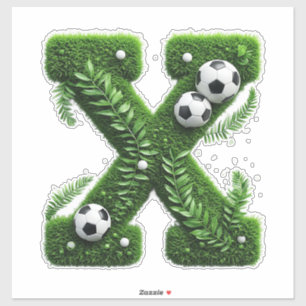 Sticker Lettre en herbe formée avec des ballons de footbal