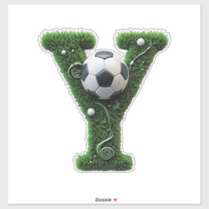 Sticker Lettre en herbe formée avec des ballons de footbal