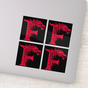 Sticker Lettre F de style dragon, Alphabet Dragon, Monogra