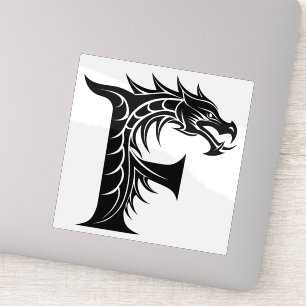Sticker Lettre F de style dragon, alphabet du dragon, mono