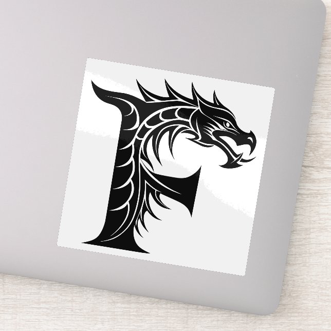 Sticker Lettre F de style dragon, alphabet du dragon, mono (Détail)