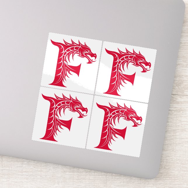 Sticker Lettre F de style dragon, alphabet du dragon, mono (Détail)