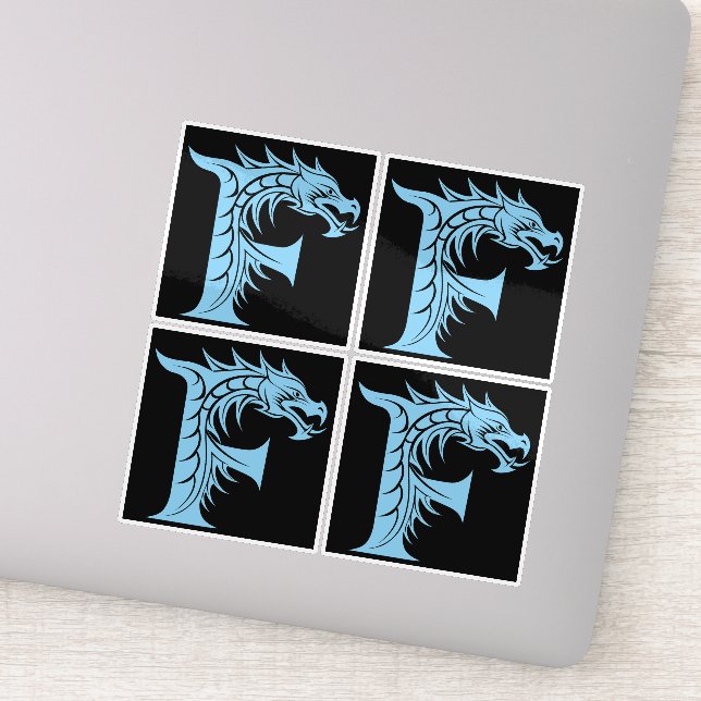 Sticker Lettre F de style dragon, alphabet du dragon, mono (Détail)