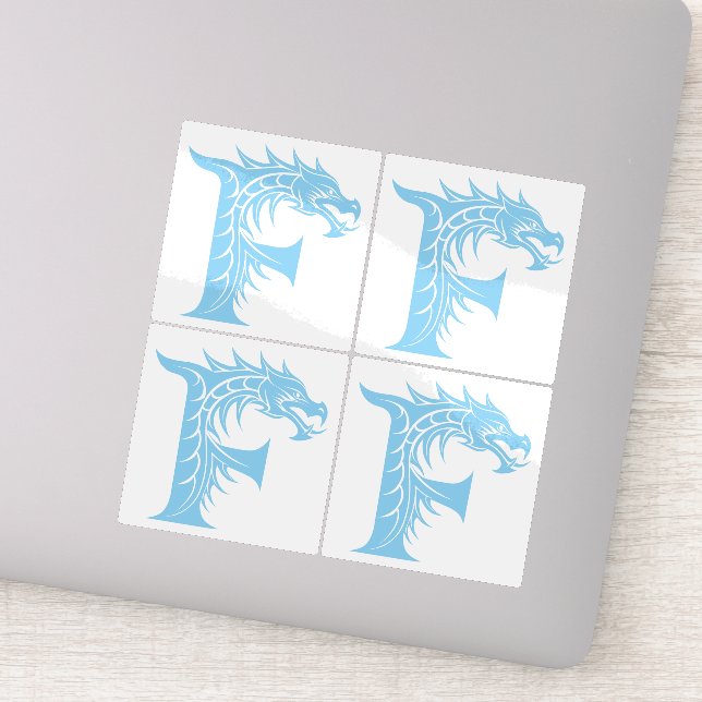 Sticker Lettre F de style dragon, alphabet du dragon, mono (Détail)