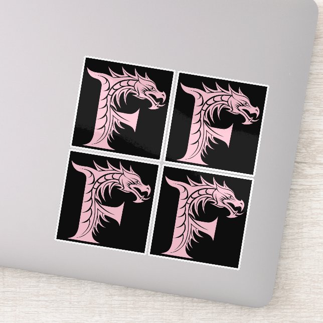 Sticker Lettre F de style dragon, alphabet du dragon, mono (Détail)