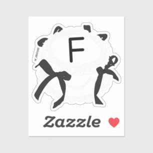 Sticker Lettre F initiale noir et blanc noeud papillon vin