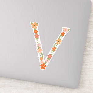 Sticker Lettre Floral Alphabet "V"