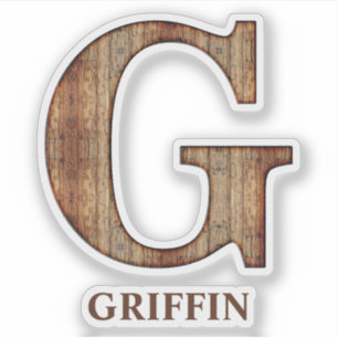 Sticker Lettre G bois texture avec nom personnalisé Sticke