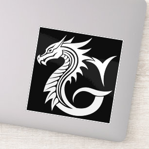 Sticker Lettre G de style dragon, alphabet du dragon, mono