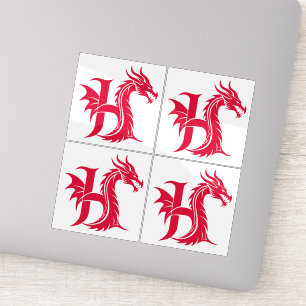 Sticker Lettre H de style dragon, alphabet du dragon, mono
