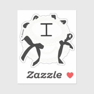Sticker Lettre I initiale noir et blanc noeud papillon vin