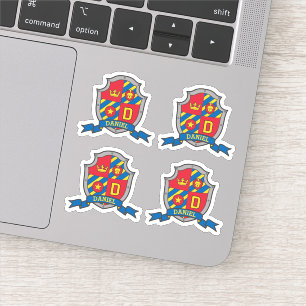 Sticker Lettre initiale D nom personnalisé lion bouclier