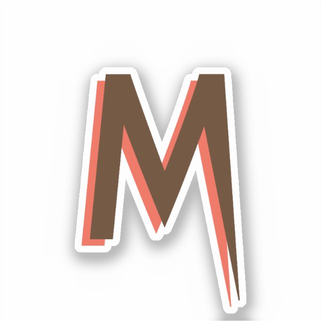 Sticker Lettre initiale de texte Brown 3D moderne | Rose S (Recto)