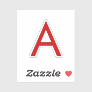 Sticker Lettre initiale Monogramme rouge blanc moderne cla