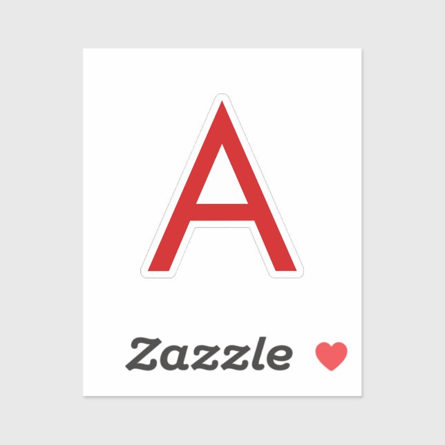 Sticker Lettre initiale Monogramme rouge blanc moderne cla (Feuille)