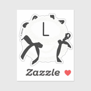 Sticker Lettre L initiale noir et blanc noeud papillon vin