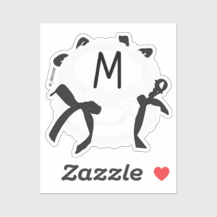 Sticker Lettre M initiale noir et blanc noeud papillon vin