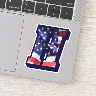 Sticker LETTRE MONGRAPHIQUE H AMÉRICAINE Drapeau H INITIAL