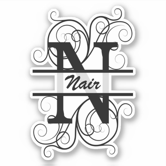 Sticker Lettre monogramme avec tourbillons ; espace pour v (Devant)