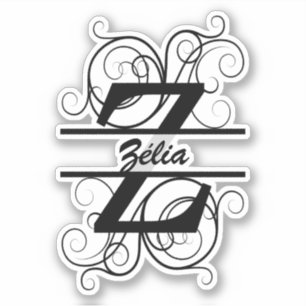 Sticker Lettre monogramme avec tourbillons ; espace pour v