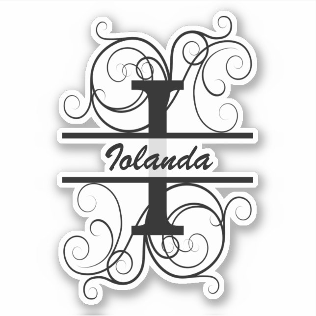 Sticker Lettre monogramme avec tourbillons ; espace pour v (Devant)