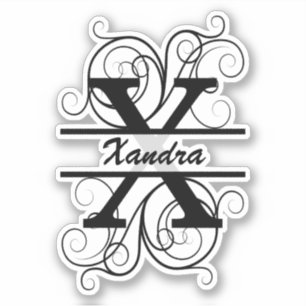 Sticker Lettre monogramme avec tourbillons ; espace pour v
