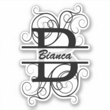 Lettre monogramme avec tourbillons ; espace pour v