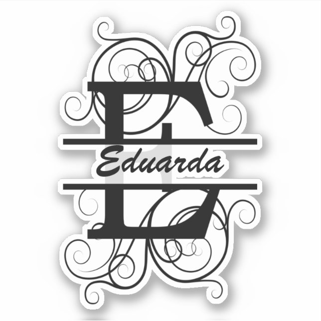 Sticker Lettre monogramme avec tourbillons ; espace pour v (Devant)