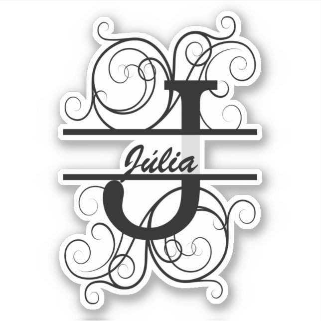 Sticker Lettre monogramme avec tourbillons ; espace pour v (Devant)
