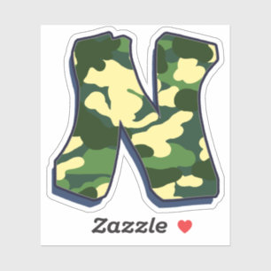 Sticker Lettre N - Camo Green