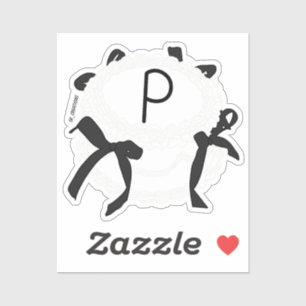Sticker Lettre P initiale noir et blanc noeud papillon vin