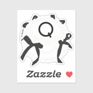 Sticker Lettre Q initiale noir et blanc noeud papillon vin