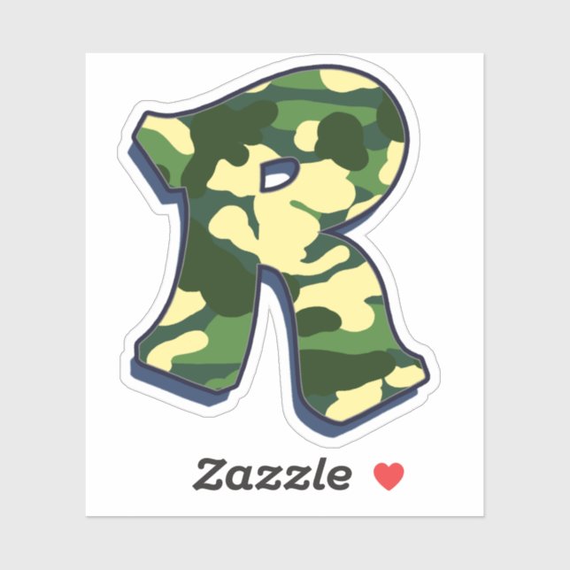 Sticker Lettre R - Camo Green (Feuille)