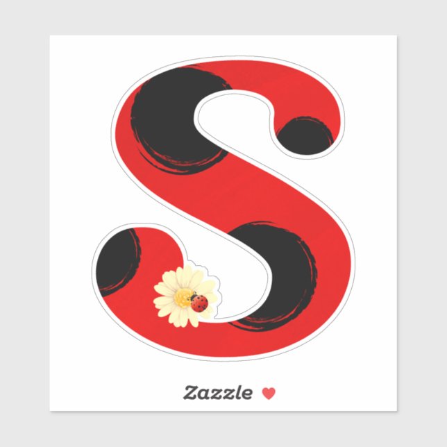 Sticker Lettre S Ladybug Imprimer avec Ladybug et Flower (Feuille)