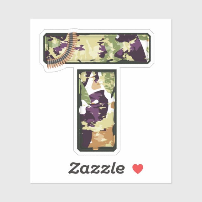 Sticker Lettre T avec texture de camouflage militaire (Feuille)