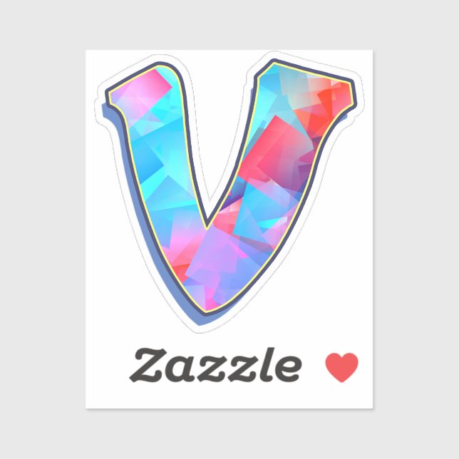 Sticker Lettre V - Color Mix (Feuille)