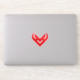 Sticker Lettre V Minimaliste en forme de cœur rouge