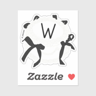 Sticker Lettre W initiale noir et blanc noeud papillon vin